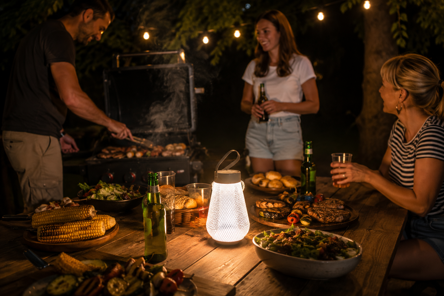 LED-Laterne zur Beleuchtung eines Grilltisches